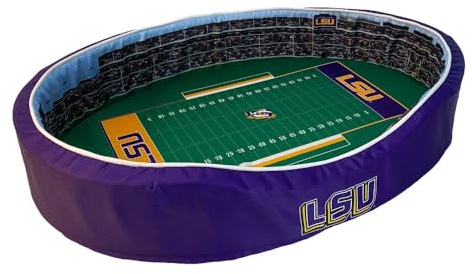 StadiumSpot Officially Licensed NCAA Premium Oval Dog Bed, LSU, Medium