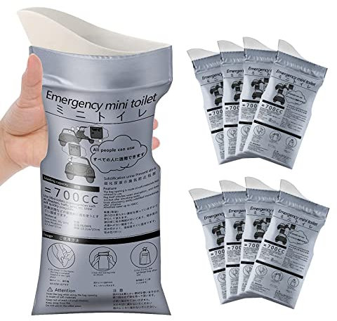 Moodooy Lot de 8 sacs urinoirs d'urgence jetables pour camping, voyage, embouteillage, urine, sac à vomir, pour hommes, femmes, enfants, patients