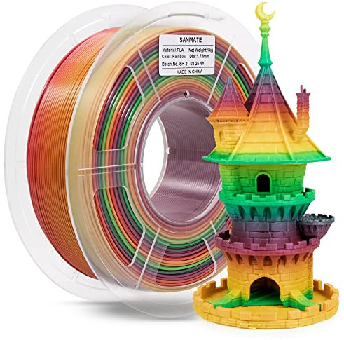iSANMATE Filament 1.75mm PLA Regenbogen, PLA Rainbow Filament 3D Drucker Filament 1 kg Spule, Maßgenauigkeit /- 0.02 mm