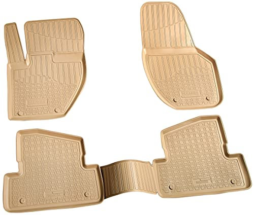 Recambo 3D Gummi Fußmatten kompatibel für Volvo V40 II + V40 Cross Country | 2012-2019 | Auto Gummimatten | Passgenau | mit Rand | beige