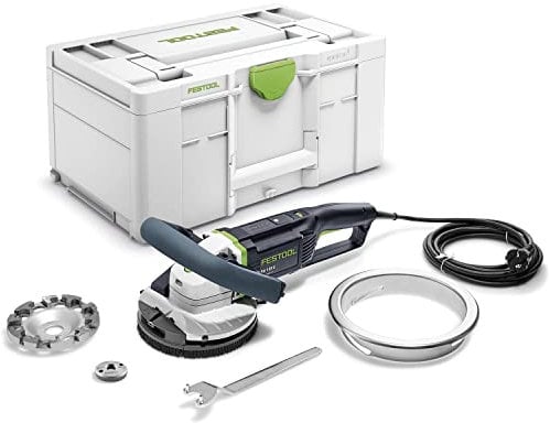Festool Smerigliatrice RG 130 E-Set DIA HD RENOFIX (con disco diamantato, tavolo guida, set flangia, chiave forata frontale, connettore in velcro), in Systainer