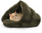 ALLSOPETS Hundebett Katzenhöhle Gemütliches Zelt für Katzen Kleine Hunde und Welpen Dreieckiges Haustierbett mit Rutschfester Unterseite für Komfortablen Schlaf (Tannengrün, L)