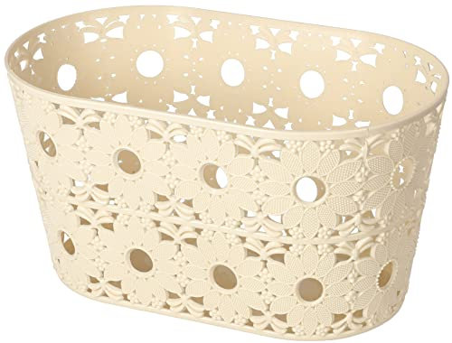 KOTARBAU® Cesto portaoggetti in plastica per mollette cosmetiche pasticceria con motivo floreale, 30 x 18 x 16 cm, rotondo