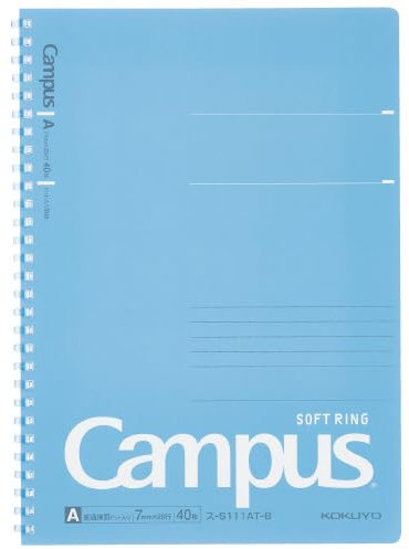 KOKUYO Spiralliniertes Notizbuch, 25,4 x 17,8 cm, Pastell-Tagebuch, B5, Campus-Notizbücher mit Punkten, 7 mm liniert, 40 Blatt, Blau, 1 Themen-Notizbuch, Notizen für die Schule, Japan Import