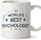 MUGFFINS Tazas para PSICÓLOGA - En Inglés - World's Best - 11 oz / 330 ml - Regalo original y divertido