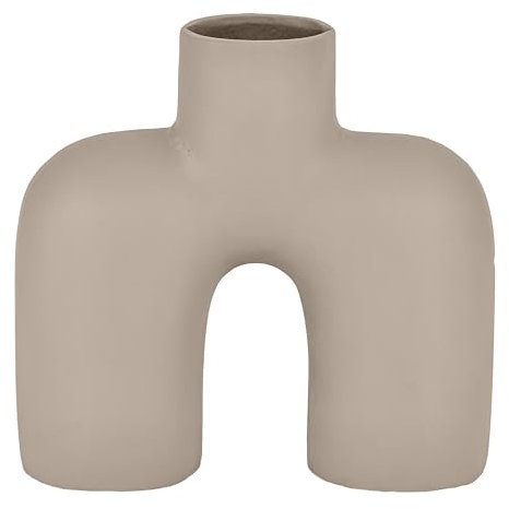 EGLO LIVING Metallvase Brower, minimalistische Deko Vase, Dekovase für Wohnzimmer, Blumenvase aus Metall in Sandfarben, Tischdeko 18 cm