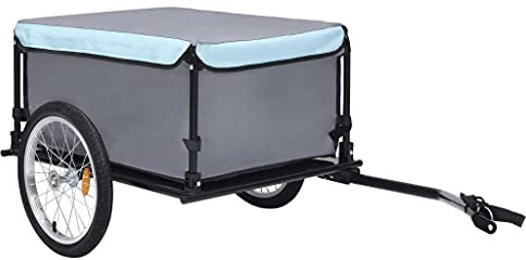 vidaXL Durable Bike Cargo Trailer with Water Resistant Cargo Compartment, Quick Attachment Design, 65 kg Load Capacity, Built with Durable Steel, Ideal for Local Commute or Long-Distance Tours