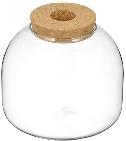 Happyyami Kork Glasflasche Fischschale Vase Kleine Glasvase Glasgefäße mit Deckel Glas Korkflasche Glas Terrarium Schüssel Terrarium Gläser Hydrokultur Pflanzen Behälter Kleine Fischtank Keksdose
