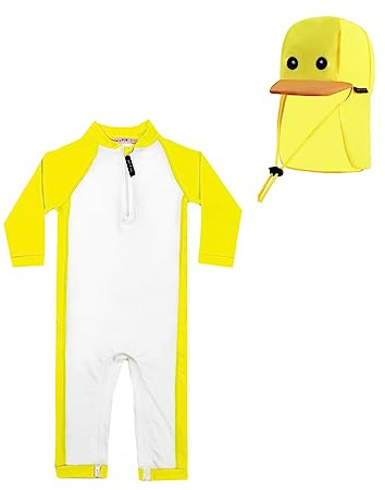 weVSwe Kleinkind Baby Boy Badeanzüge Sonnenhut UPF 50+ Sommer Strand Gelb Ente 18-24 Monate