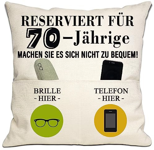 70. Geburtstag Geschenk Tasche Kissenbezug für 70 Jahre alt Frauen Männer Frau Ehemann Mama Papa Oma Opa Tante Onkel Freunde Schwester Bruder Nachbarn 70.(70. Geburtstag)