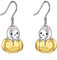 Katze Ohrringe 925 Sterling Silber Kürbis Hängend Ohrhänger für Damen Mädchen Katze Halloween Schmuck Geschenk
