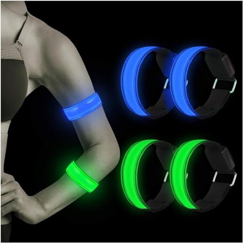 Aicharynic LED Armband, 4 Stück Reflective LED leucht Armbänder Lichtband Kinder Nacht Sicherheits Licht für Laufen Joggen Hundewandern Running Outdoor Sports