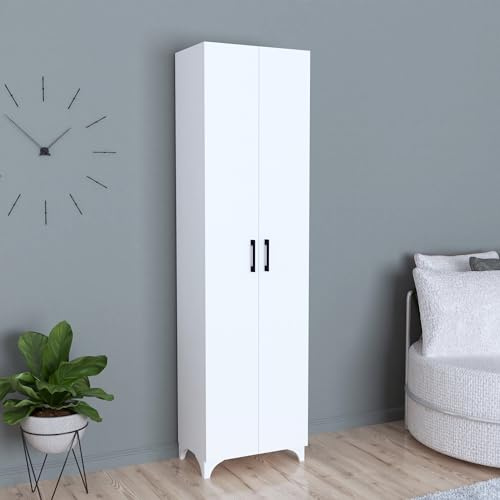 [en.casa] Allzweckschrank Strömsund Vorratsschrank Weiß Haushaltsschrank Aufbewahrungsschrank Mehrzweckschrank Kommode 177,5 x 48,5 x 32 cm
