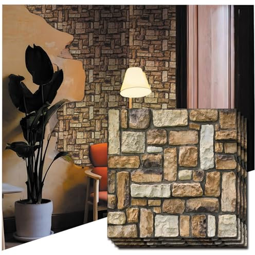 szdianhai 3d Wandpaneele Selbstklebende,3D Steinwandpanele Wandpaneele für Wohnzimmer, Esszimmer, Schlafzimmer, Bad, und Küche Wanddekoration 10 Stück 30x30cm