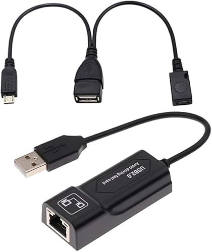 Adaptateur USB Ethernet LAN, adaptateur Ethernet et câble USB vers micro USB, pour appareils de streaming multimédia, adaptateur réseau d'ordinateur convertisseur