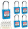 Bwintech 5 Pcs 38MM Candado de seguridad azul diferente con llave para bloqueo y etiquetado de estaciones y dispositivos de bloqueo y etiquetado