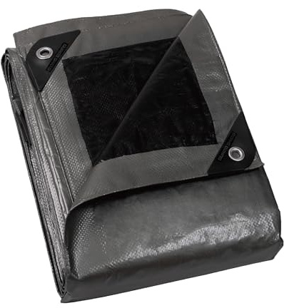 GUARD SHIELD Bâche à œillets Bâche imperméable 3 m x 4 m Gris Argenté/Noir Bâche en polyester multifonction 120 g/㎡ Bâche de protection Bâche polyvalente, indéchirable, stabilisée aux UV
