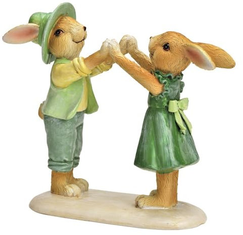 Miss Lovely Nostalgische Deko-Figur spielende Hasen-Kinder in grün & Mint kleine Hasenschule Oster-Fest Oster-Dekoration Deko-Figur Frühling Ostern Oster-Hasen