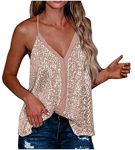RMBLYfeiye Glitzer Top Damen Oberteile Party Pailletten Oberteil Tops Für