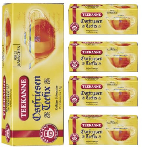 Teekanne Ostfriesen Teefix Schwarzer Tee 25 Teebeutel x 2.8 gramm x 5 er Pack