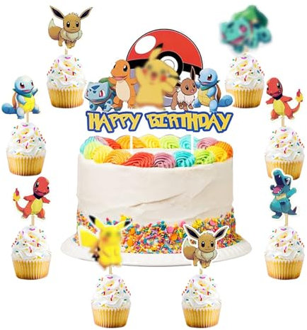49 PCS Tortendeko Geburtstag Kinder, Kuchen Deko, Happy Birthday Kuchendekoration + Cake Topper Cupcake + Tortenfiguren Kindergeburtstag, Tortendekoration Kinder für Jungen/Mädchen