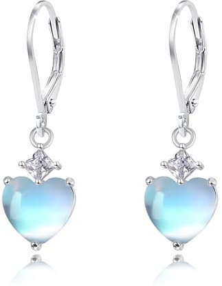 MEDWISE Mondstein-Ohrringe 925 Sterling Silber Liebesherz Ohrringe für Frauen und Kinder