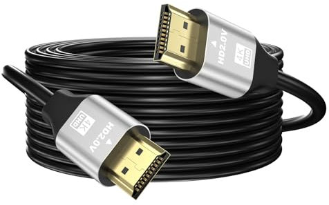 grofyllaa 4K câble Hdmi 12M, câble Hdmi 2.0 haute vitesse 4K@60Hz 2K@120Hz, connecteur plaqué or 3D ARC HDCP 2.2 et 2.3 pour HDTV/Blu Ray lecture/projecteurs/ordinateurs portables /PS4/PS5(argenté)