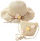 HIMKI Strohhut Tasche Set Kinder Sonnenhut Süßer Sommer Strandhut + Strohtasche für Mädchen Reisehut mit Blumendeko für den Urlaub Reise Outdoor, Kopfumfang: 52-54 cm (Stroh, Beige-B)