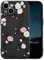 XIZYO Rose Flower Case for iPhone 14 Plus, Cute Pink Rose Floral Pattern Liquid Silicone Aesthetic Phone Case, for Girls Women Luxury Soft Ultra Slim Shockproof Protective Cover, Black
