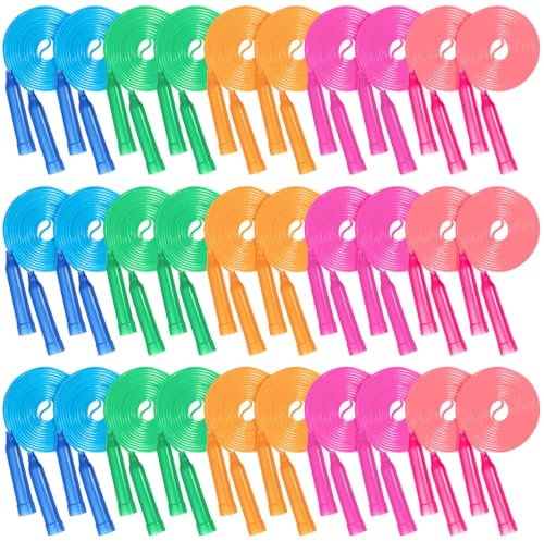 Jump Rope for Kids, 30 Pack Colorful Skipping Rope 7.5 Feet Outdoor Jump Rope Set Adjustable Sports Jumping Ropes Great Sports Activities Birthday Party Favor Reward Gifts