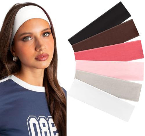 Tumurup Haarband Damen Sport 6er-Set – Stirnband Damen Dünn Schweiß Headband Antirutsch Hairband Elastische Stirnbänder für Kosmetik Workout Yoga Laufen Fitness Gym