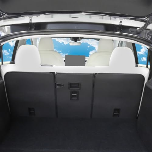 TOPABYTE Rücksitzbezug für Tesla Model Y Juniper 2025 (5-Sitze), Rückenlehnenschutz, Allwetter, 2. Reihe, Rücksitzschutz, Matten, Zubehör, Leder, 3 Stück
