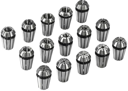 15Pcs ER11 Spring Collet Set, 1mm-7mm CNC Lathe Cutter Clamp 1/8 Inch 1/4 Inch Collet Chuck, for CNC Clamping Device High Precision Engraving Machine & Milling Lathe