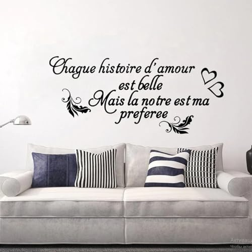 KGXUEDAO Sticker mural inspirant français, chaque histoire d'amour est belle mais nous sommes mon sticker mural préféré décoration de chambre d'enfant