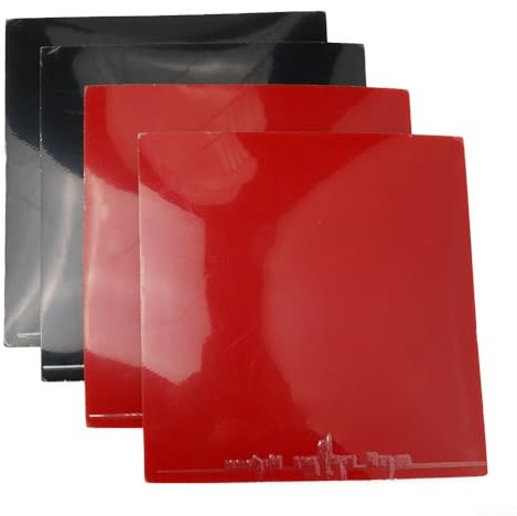 Hoja de goma de tenis de mesa, esponja dura de 2,2 mm de grosor, tipo inverso, velocidad de ataque, raqueta de ping/pong, repuesto de goma, dureza 39, juego de 4 rojo y negro