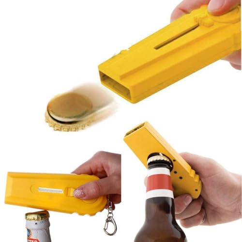 Flaschenöffner,3 Stück Bierflaschenöffner, Flying Zappa Bierflaschenöffner mit Kronkorken-Abschuss – Partyspiel Trinkspiel Geschenk für Männer