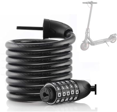 Elektrorollerschloss, tragbarer elektrischer Roller, langer Zyklus, Kabelschlösser, 5-stellig, für E-Scooter-Zubehör für Erwachsene