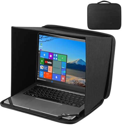 HoYiXi Universal Laptop Sonnenblende Haube für Arbeiten im Freien,Sonnenschutz lichtreflektierendes Privatsphäre Abdeckung für 15-16 Zoll MacBook/Hp/Dell/Acer/Asus PC,Laptop Sun Shade Sleeve,Schwarz