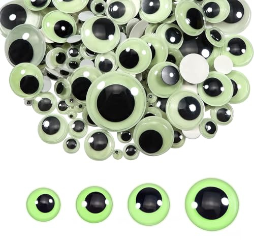 RTRTGS 300 piezas ojos móviles autoadhesivos de plástico redondos utilizados para manualidades, ojos adhesivos para manualidades, ojitos manualidades y accesorios de álbumes de recortes(brillantes)