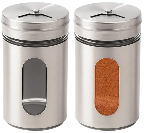 2 Pack Salt Shaker with Lid, Salt Pepper Shaker, Salt Shaker with Adjustable Pour Holes, Small Salt Dispenser for Kitchen Cooking Restaurant Barbecue Daily Use