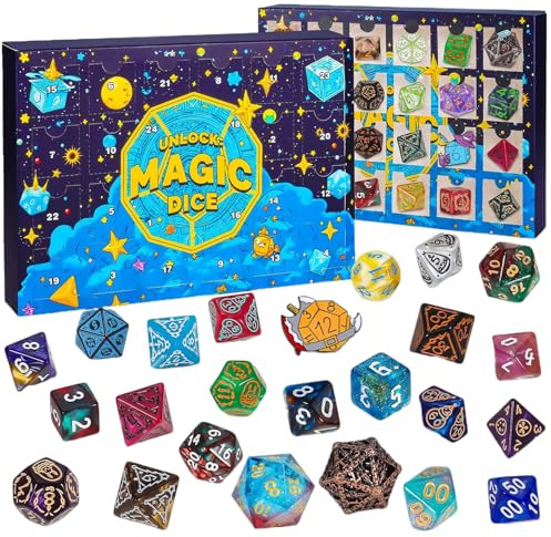 Advent Dice Kalender – 24- -RPG-Würfel, tägliches Tischspielerlebnis für Kreativität und festliches Vergnügen, Geschenk für Spieleliebhaber | Celebratio Family Home