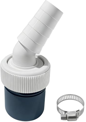 Waschmaschine Abfluss Adapter, Winkel Maschinenanschluss Abfluss, Einzelkopf Waschmaschine Ablauf Adapter mit Eingangsstutzen von 19-24 mm, Abgang 40mm-Rohr mit Gewinde für Geschirrspüler, Trockner