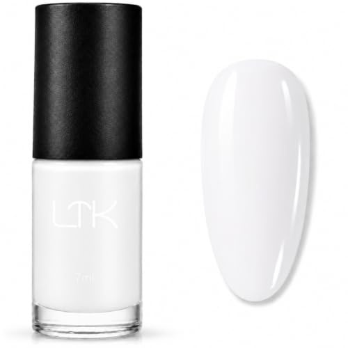 White Nail Polish - Quick Dry Pure White Nail Varnish - Long Lasting Breathable Classic White Nail Varnish Perfect All-Year Color - for Women French Manicure DIY and At Home Salon No UV Lamp Need