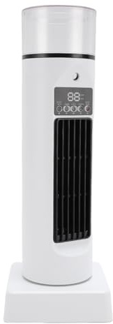 SIXRUN Ventilatore da Scrivania Senza Pale con Condizionatore D'aria, Telecomando e 6 velocità, Ventilatore a Torre Silenzioso per Raffreddamento Ambienti, Umidificatore con Luce