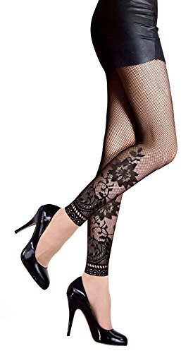 PrettyLoveHose Collant Résille Tatouage Motif Floral Pied Nu
