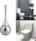 Toilet Brushes, Portable Stainless Steel Cleaning Brush with Holder Set for Bathroom Shower Rooms(Silver)