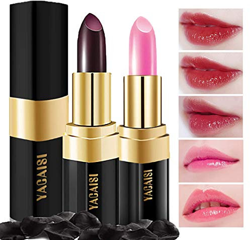 2 Stück Lippenstift-Set, Magic Temperature Color Change Lippenstift für Frauen, wasserdichter, lang anhaltender nahrhafte Lippenbalsam-Feuchtigkeitscreme