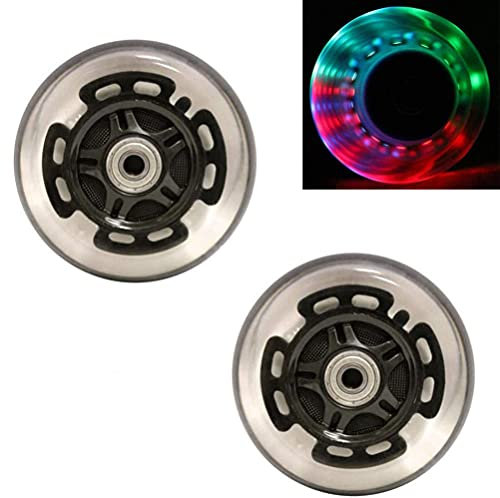 2 Stück 80mm LED Scooter Wheels - Scooter Ersatzräder mit ABEC 9 Lagern, Ersatz für Kick/Razor Scooter,B