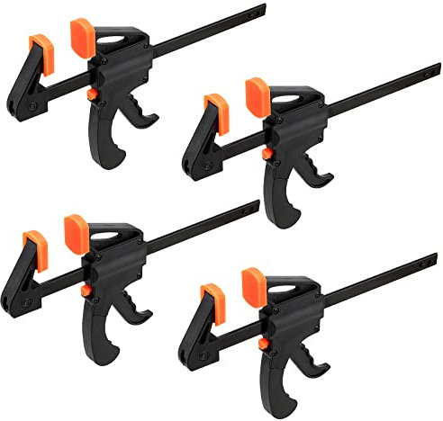 PINGEUI 4 Packs 8 Inches Quick Grip Clamps, Adjustable Wood Clamps, Light Duty Bar Clamps for Woodworking, Furniture Assembling, Manufacturing, 150 lbs Max Clamping Force