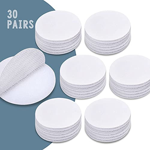 fruitlet® Velcr Adesivo Forte Tondo Bianco 50 mm, 60 Pcs Velcr Adesivi Tondo, 30 Coppie Velcr Adesivo Rotondo, Puntini Adesivi Velcr Dots per Fai Da Te, Artigianato